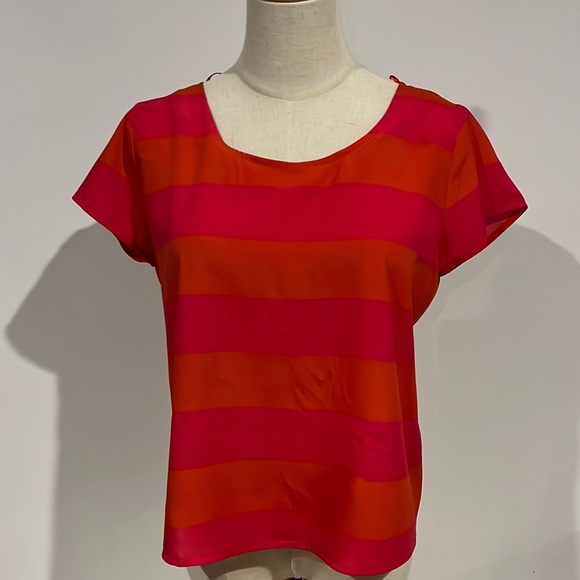 Dotti Tops - Dotti orange pink striped top detailed back